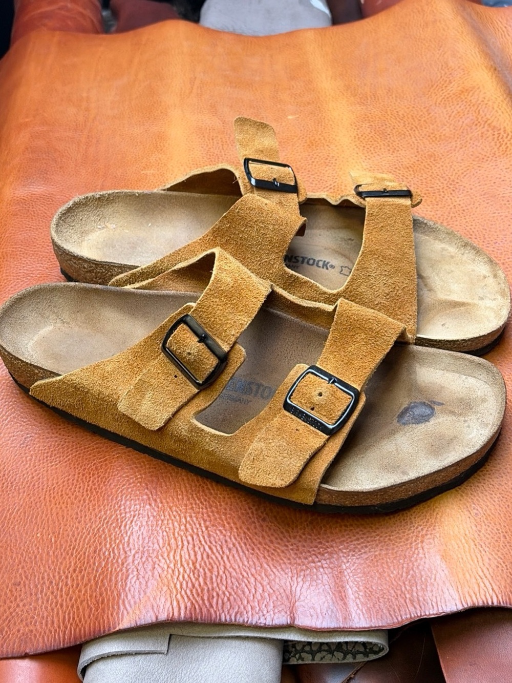 Birkenstock Men's 48 (15-15.5) Mink Suede Arizona Soft Footbed Sandals